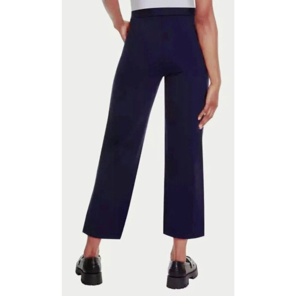 GLORIA VANDERBILT Tummy Control Wide Leg Ponte Pants Medium Navy Blue Crop‎  NWT